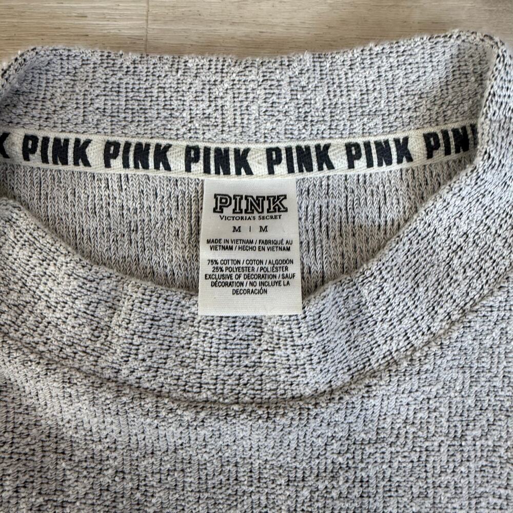 Victoria's Secret PINK Stadium Mock Neck Pullover Sweatshirt Grey Size Medium - Picture 5 of 6